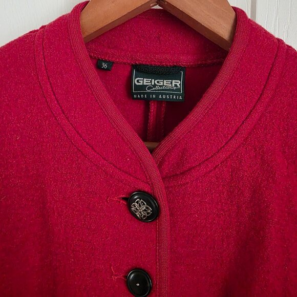 Geiger Collections 100% Wool Red Jacket Cardigan Women's Size 36 made in Austria - Picture 2 of 8